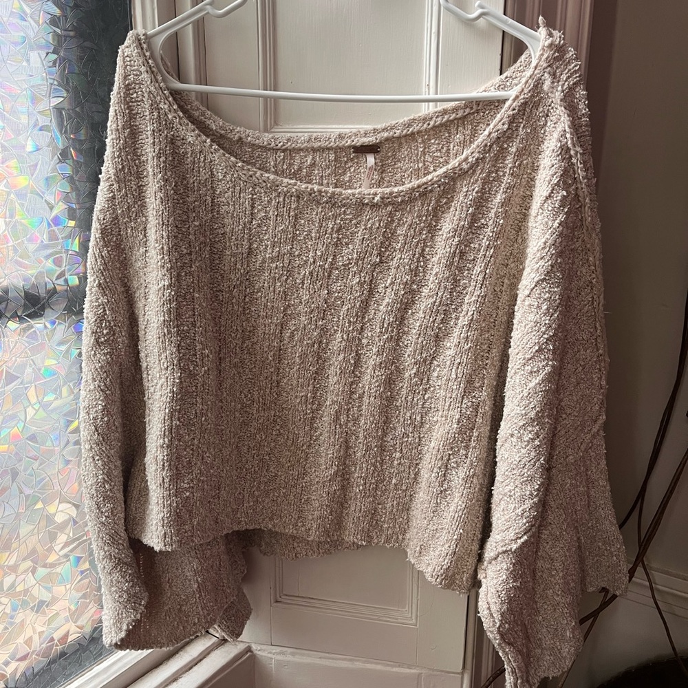 FP Cozy Textured Oversized Sweater in Light Beige